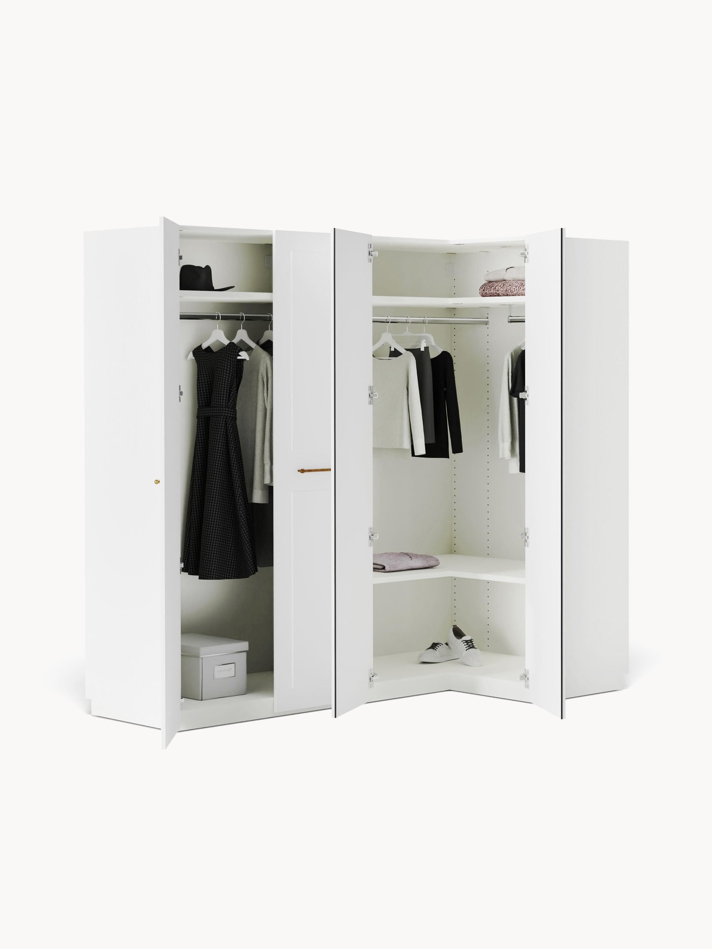 Modularer Eck-Kleiderschrank Charlotte, 215 cm Breite, in verschiedenen Größen