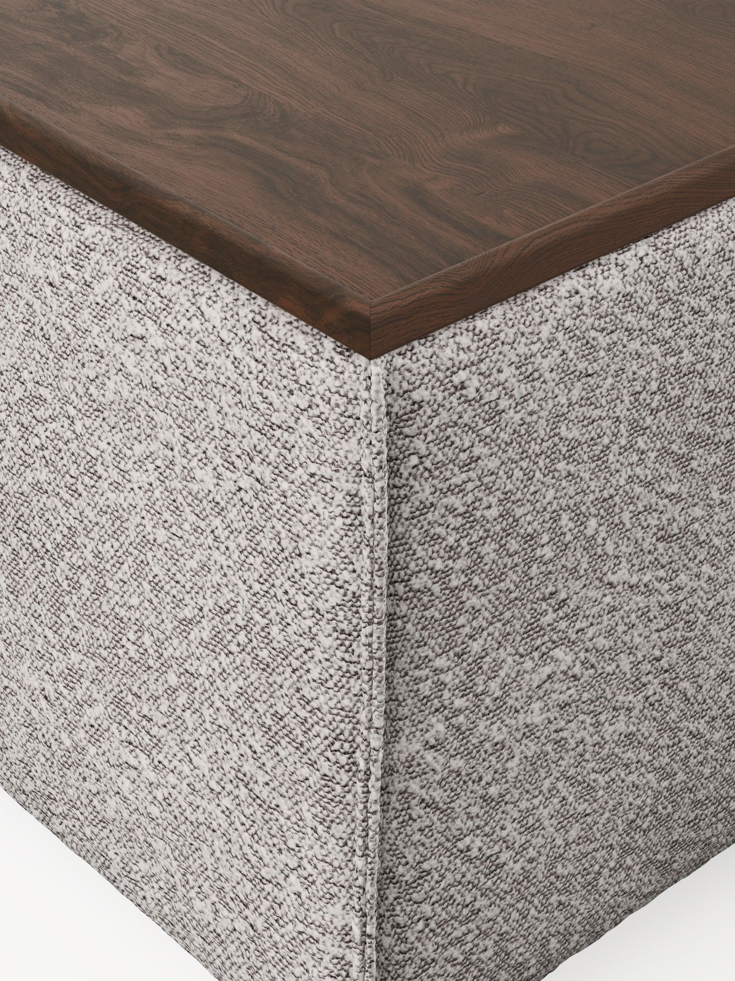 Sofa-Hocker Lennon aus Bouclé mit Stauraum