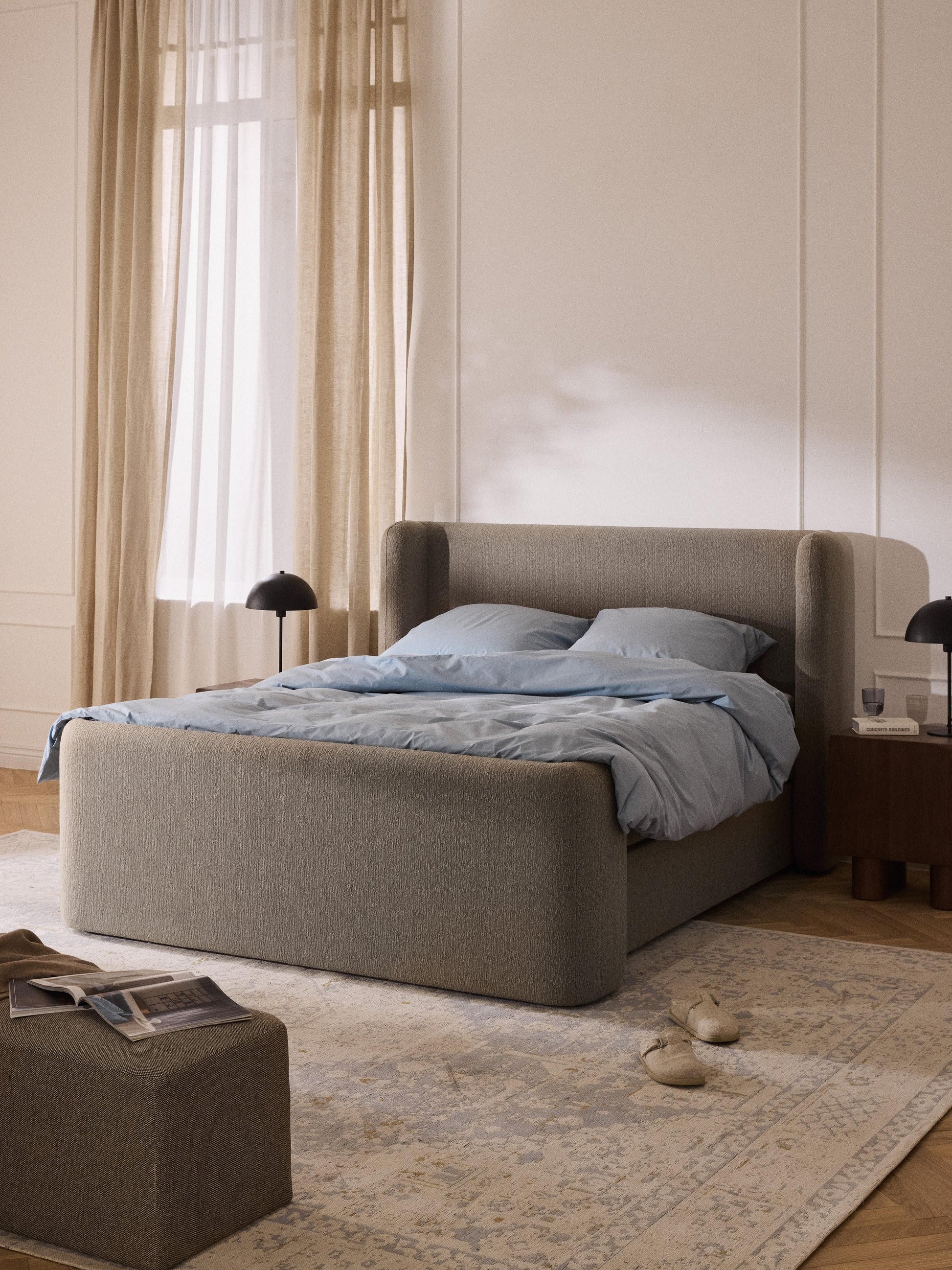 Bouclé-Boxspringbett Perla
