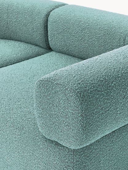 Großes modulares Bouclé-Sofa Anton mit Hocker (links/rechts)
