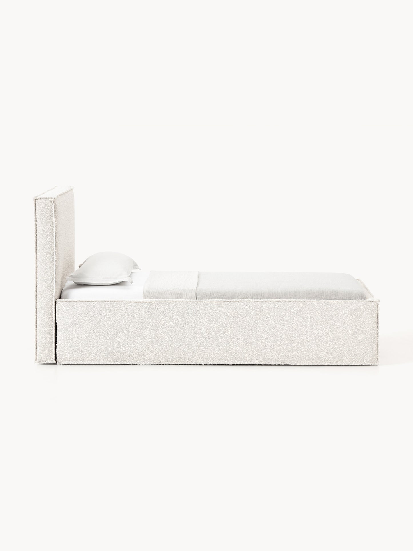 Bouclé-Einzelbett Dream mit Stauraum
