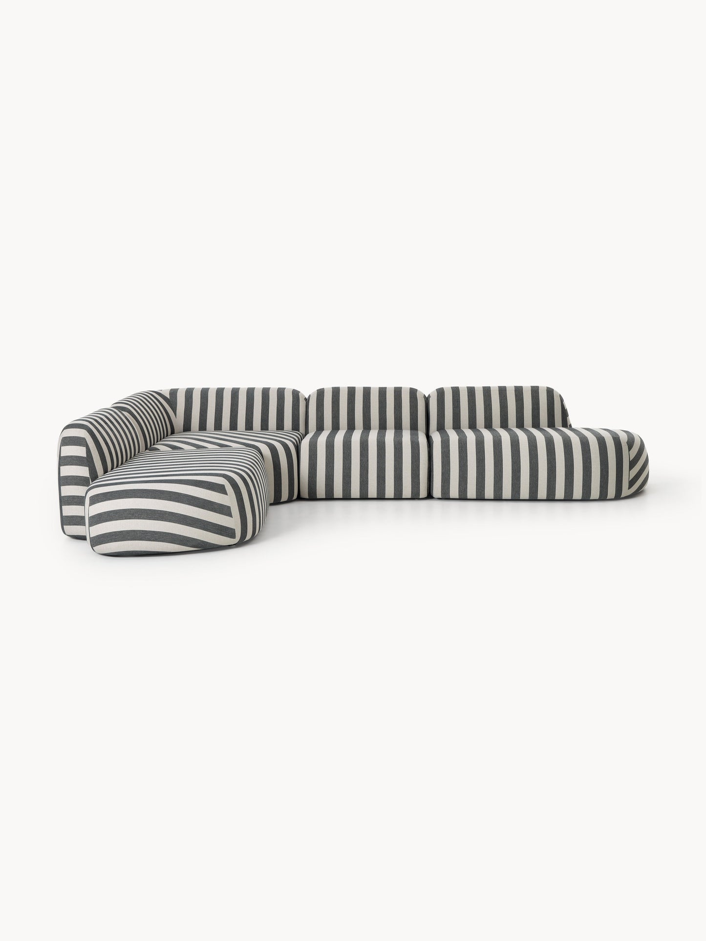 Galeriebild 1 - Modulares Gestreiftes XL-Ecksofa Wolke mit Chaiselongue