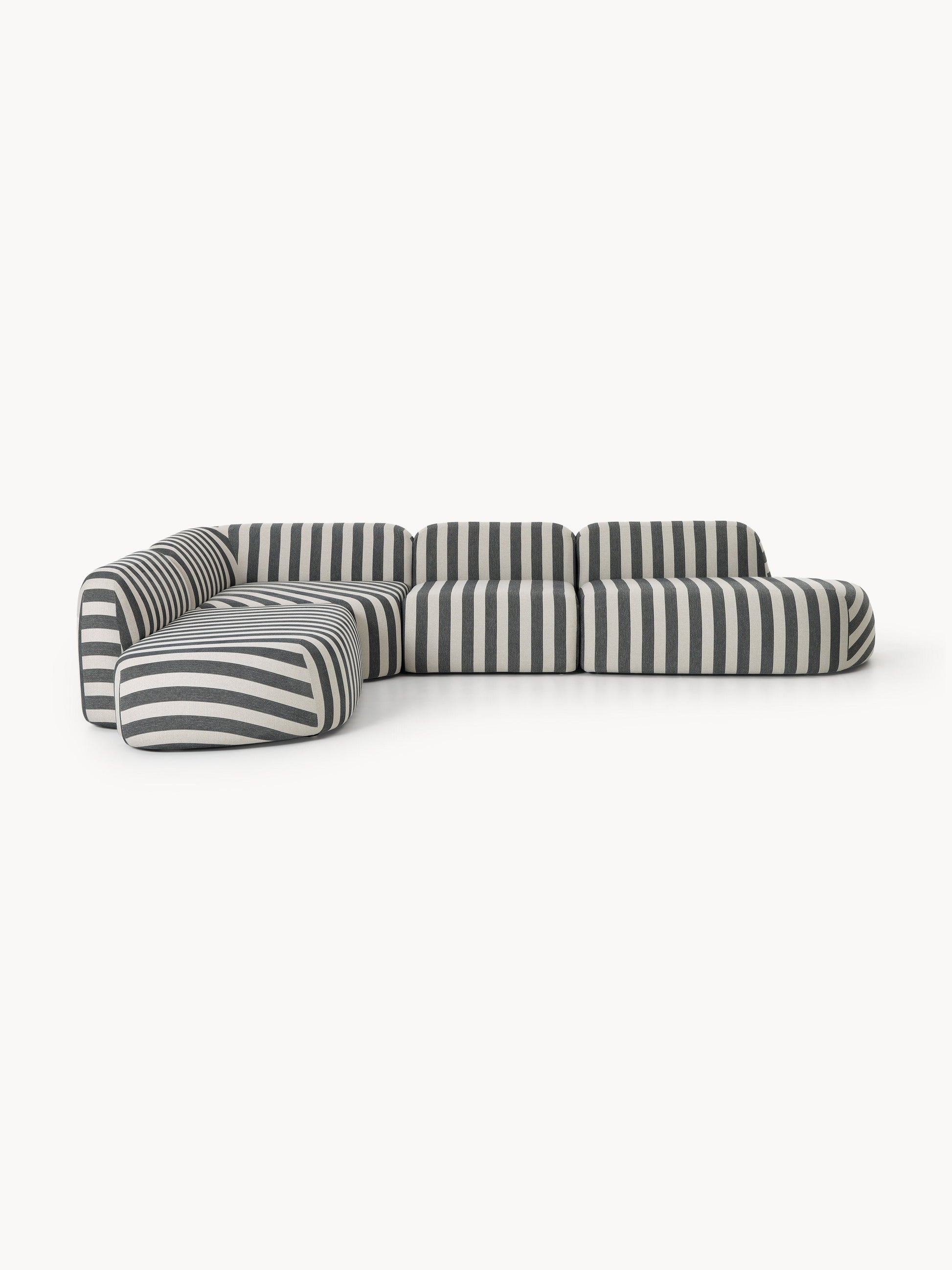 Galeriebild 1 - Modulares Gestreiftes XL-Ecksofa Wolke mit Chaiselongue