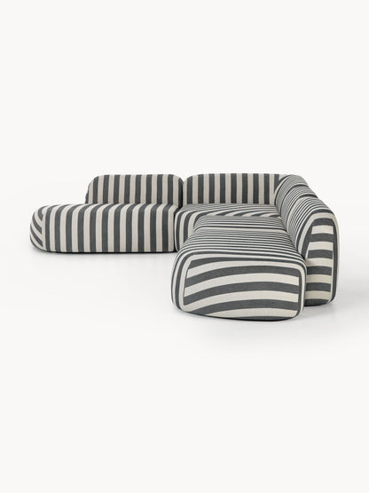 Modulares Gestreiftes XL-Ecksofa Wolke mit Chaiselongue