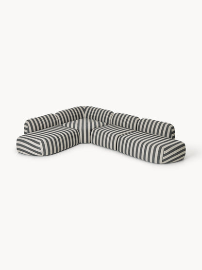 Modulares Gestreiftes XL-Ecksofa Wolke mit Chaiselongue