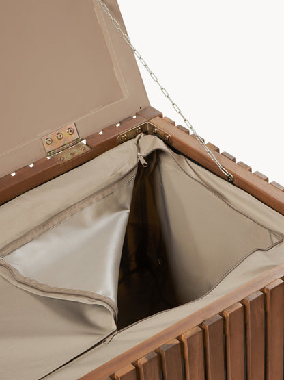 Garten-Aufbewahrungsbox Arkin aus Akazienholz mit Einsatz, B 129 cm