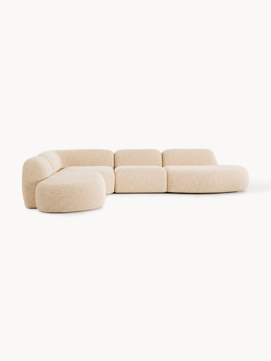 Galeriebild 1 - Modulares Bouclé-XL-Ecksofa Wolke mit Chaiselongue