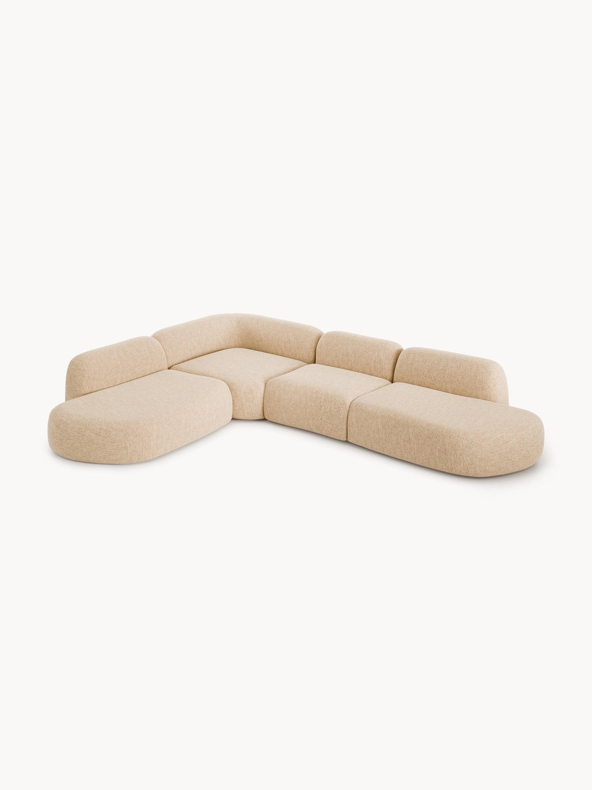 Modulares Bouclé-XL-Ecksofa Wolke mit Chaiselongue