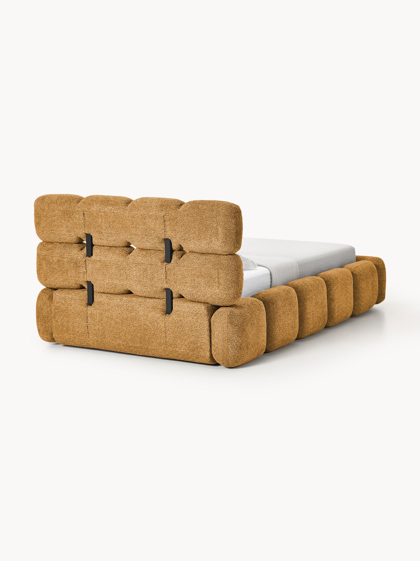 Einzelbett Tayla mit Stauraum aus Teddy-Bouclé