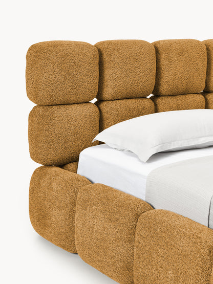 Einzelbett Tayla mit Stauraum aus Teddy-Bouclé