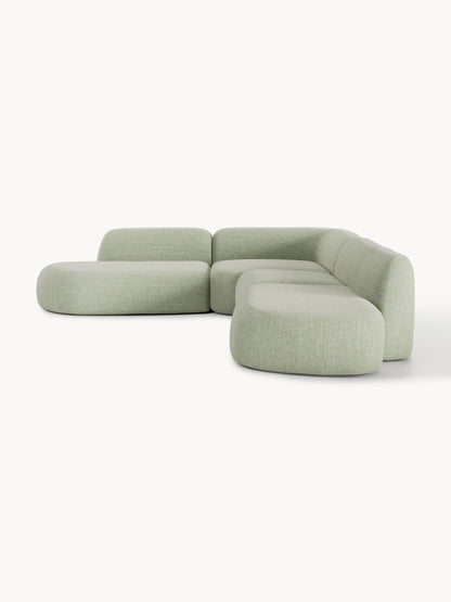 Modulares Bouclé-XL-Ecksofa Wolke mit Chaiselongue