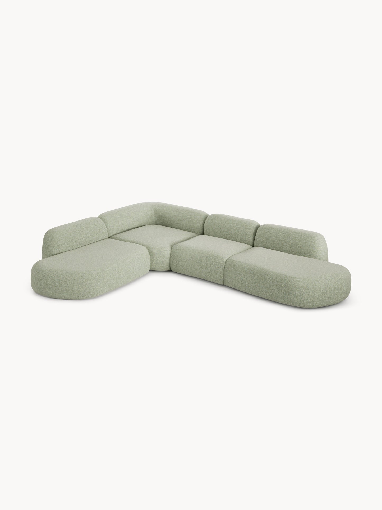 Modulares Bouclé-XL-Ecksofa Wolke mit Chaiselongue