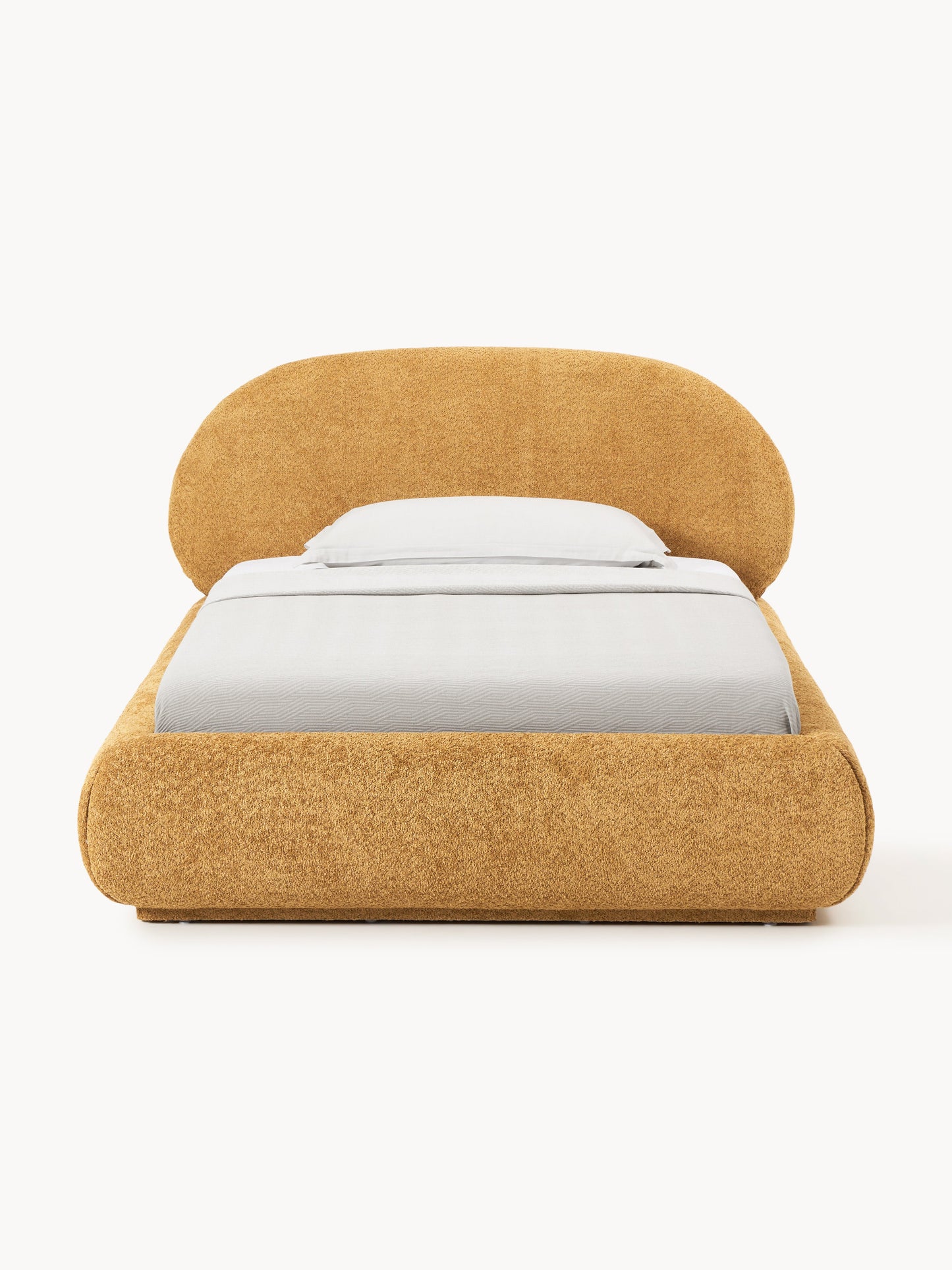 Einzelbett Alba aus Teddy-Bouclé mit Stauraum