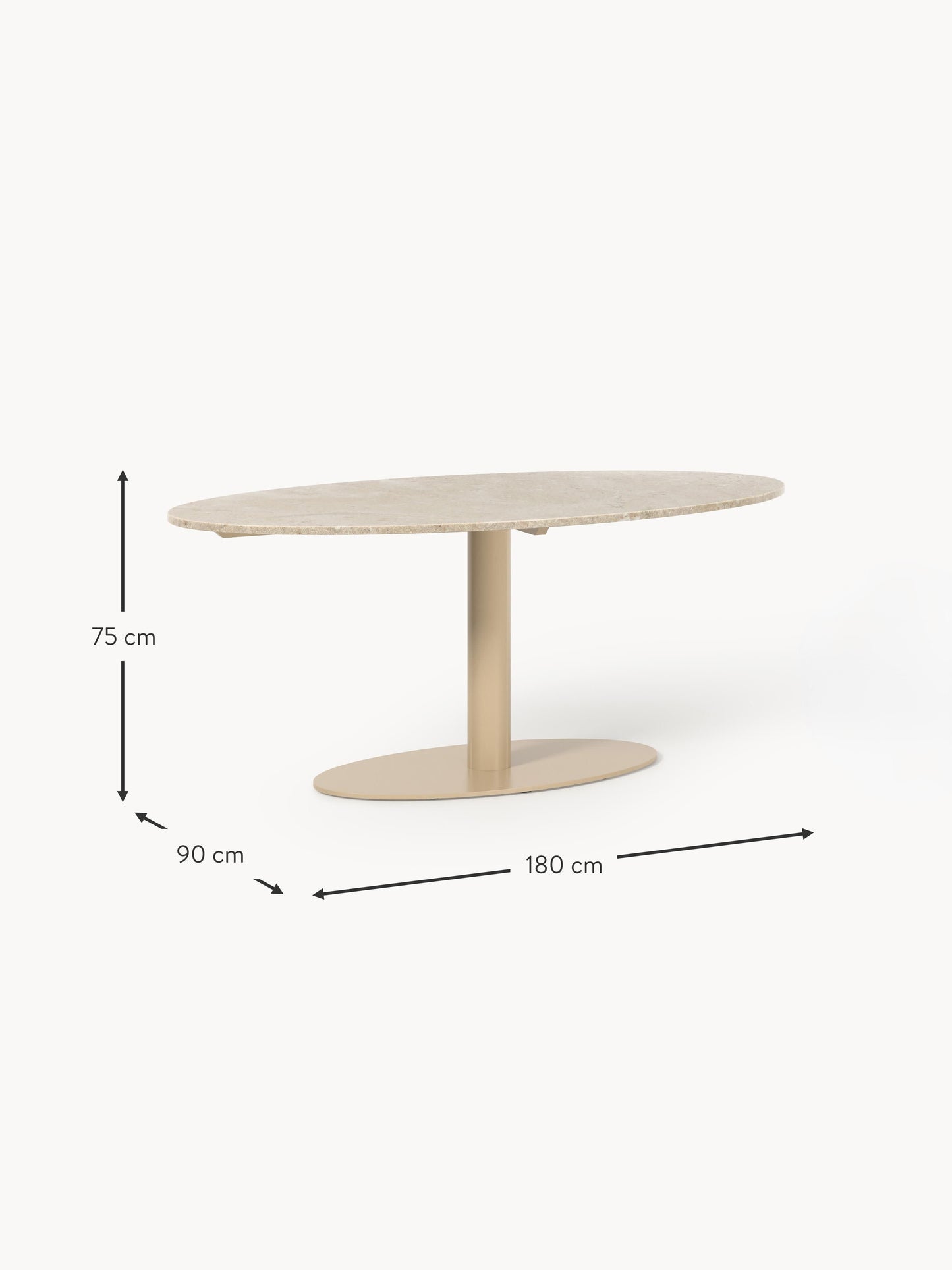 Ovaler Marmor-Esstisch Miley, 180 x 90 cm