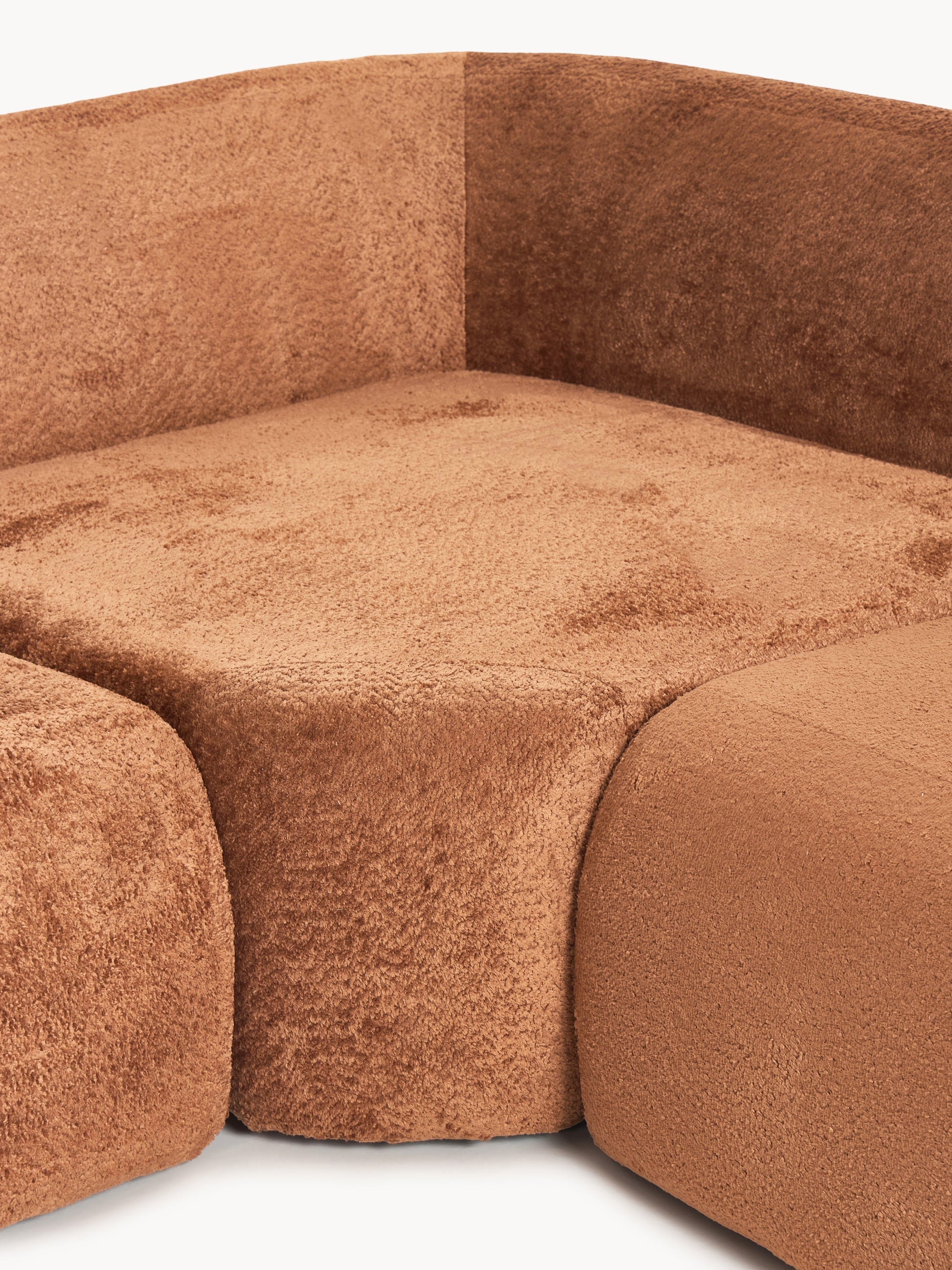 XL Modulares Teddy-Bouclé-Ecksofa Wolke mit Chaiselongue