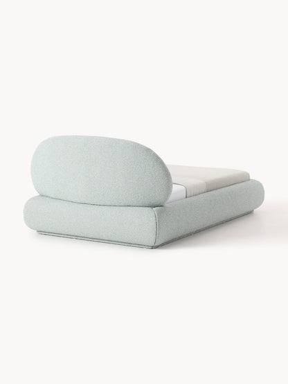 Bouclé-Polster-Einzelbett Alba mit Stauraum
