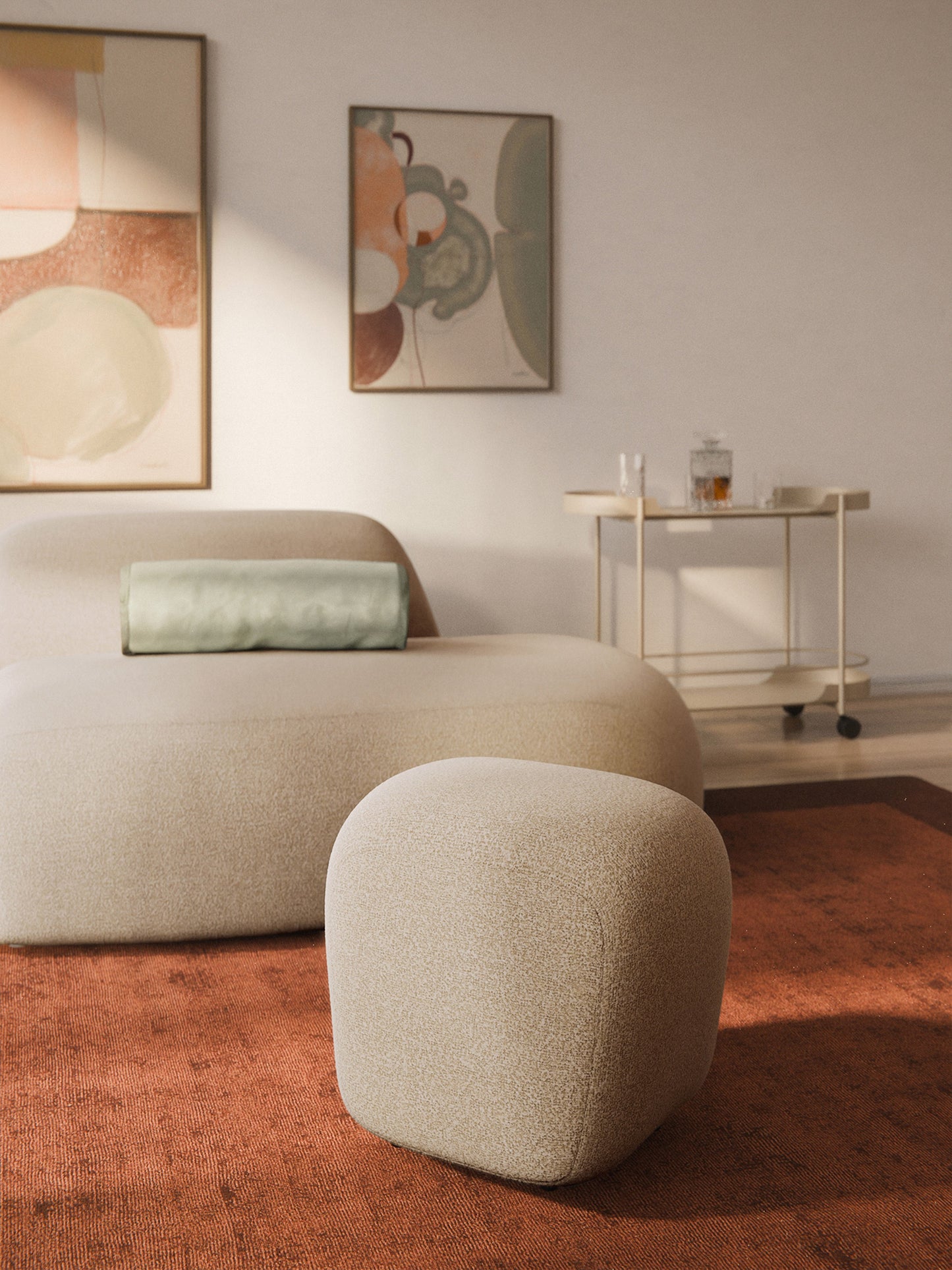 Hoher Bouclé-Sofa-Hocker Wolke