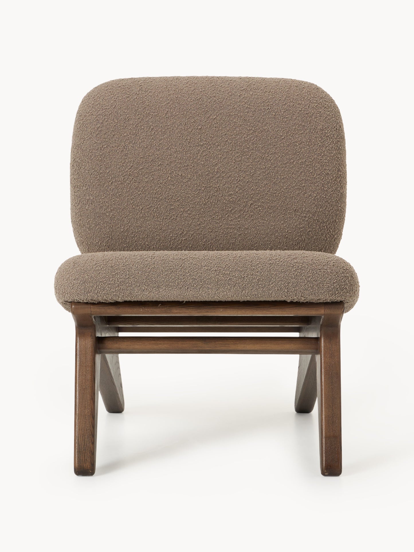 Bouclé-Loungesessel Shenay aus Eschenholz
