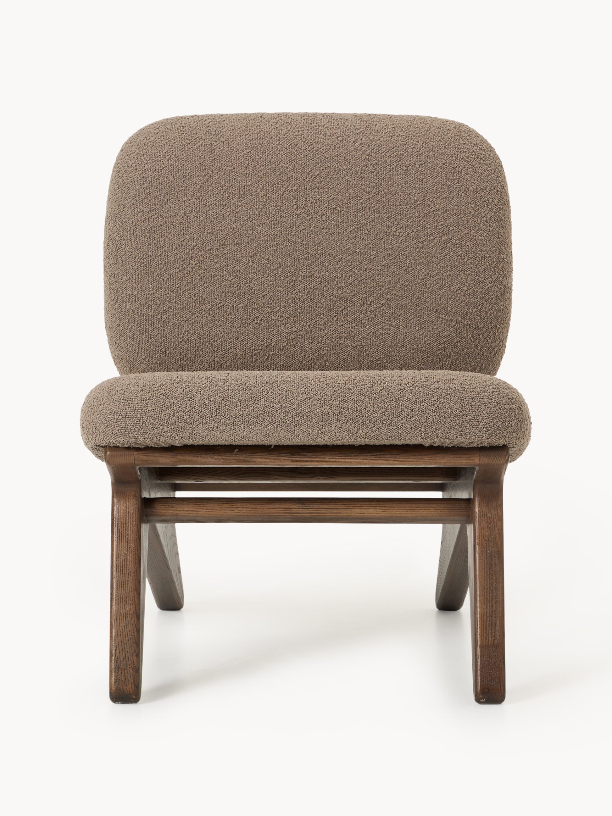 Bouclé-Loungesessel Shenay aus Eschenholz