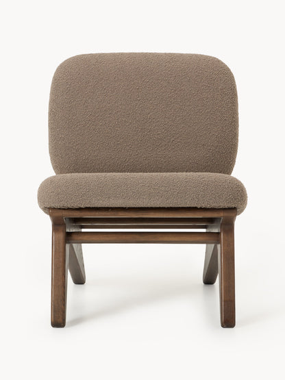 Bouclé-Loungesessel Shenay aus Eschenholz