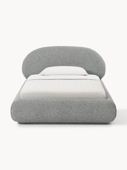 Bouclé-Polster-Einzelbett Alba mit Stauraum