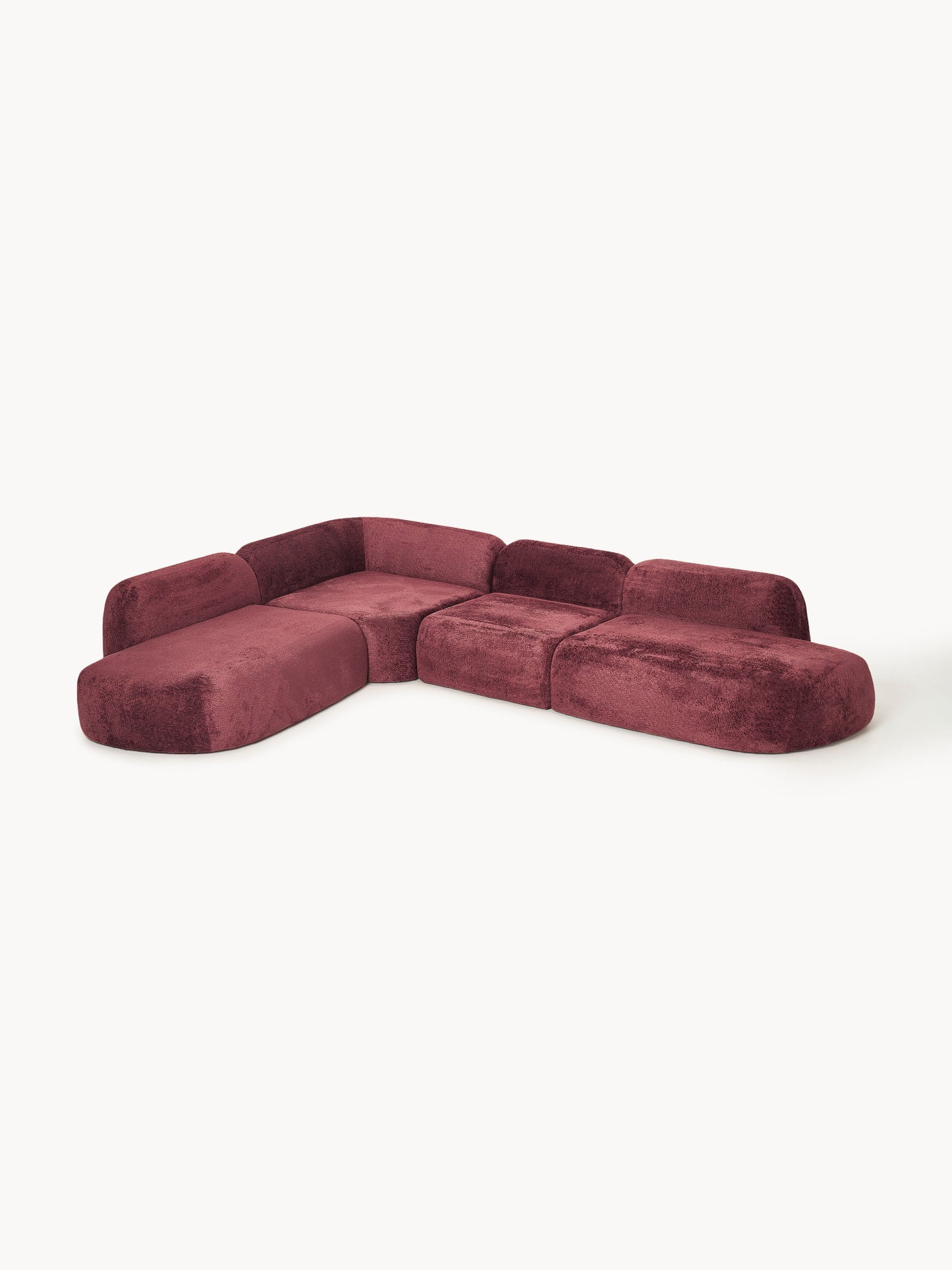 XL Modulares Teddy-Bouclé-Ecksofa Wolke mit Chaiselongue