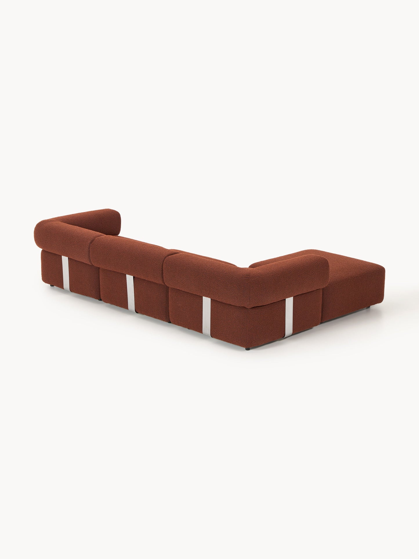 Modulares Bouclé-Sofa Anton (4-Sitzer) mit Hocker (links/rechts)