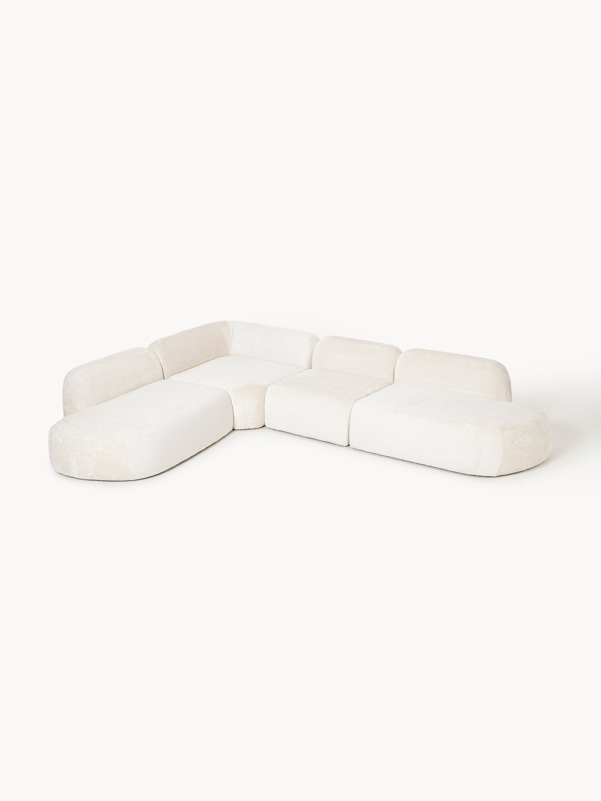 XL Modulares Teddy-Bouclé-Ecksofa Wolke mit Chaiselongue