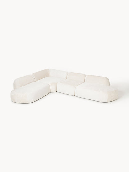 XL Modulares Teddy-Bouclé-Ecksofa Wolke mit Chaiselongue