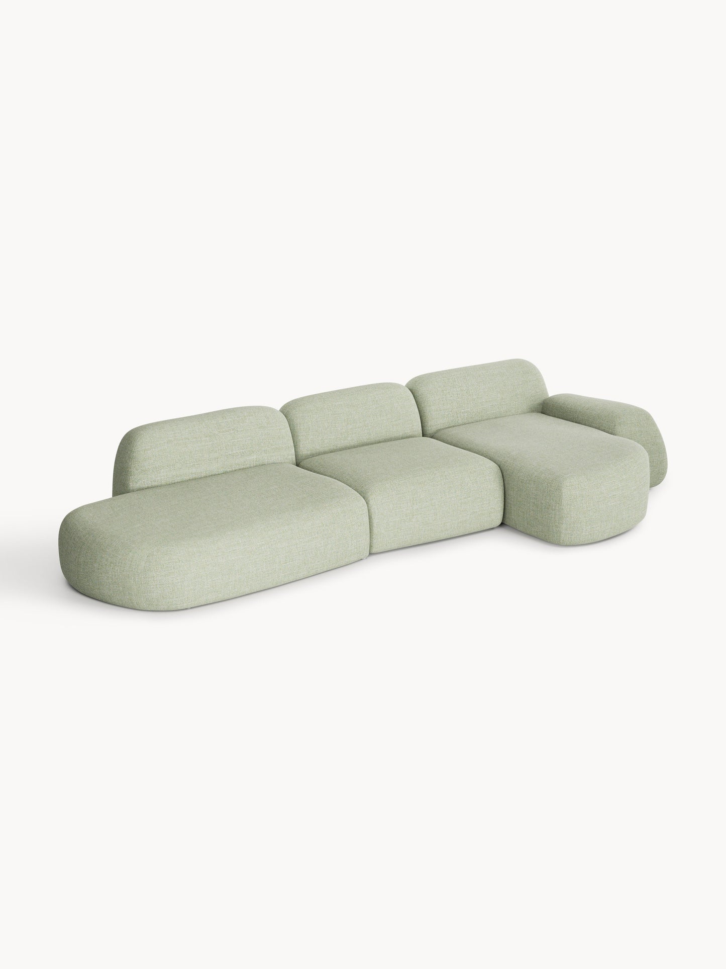 Modulares Bouclé-Ecksofa Wolke (4-Sitzer) mit Chaiselongue