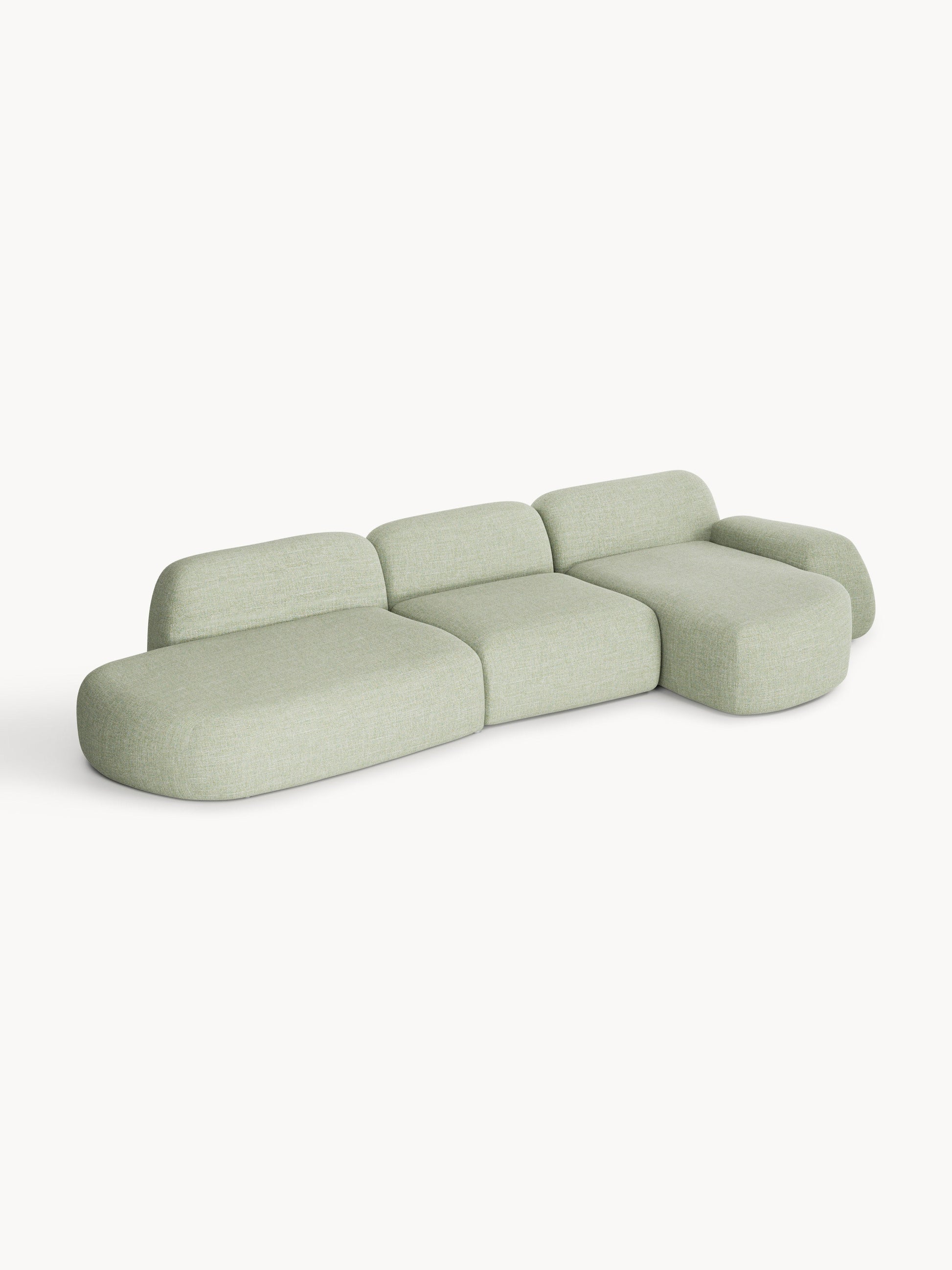 Modulares Bouclé-Ecksofa Wolke (4-Sitzer) mit Chaiselongue