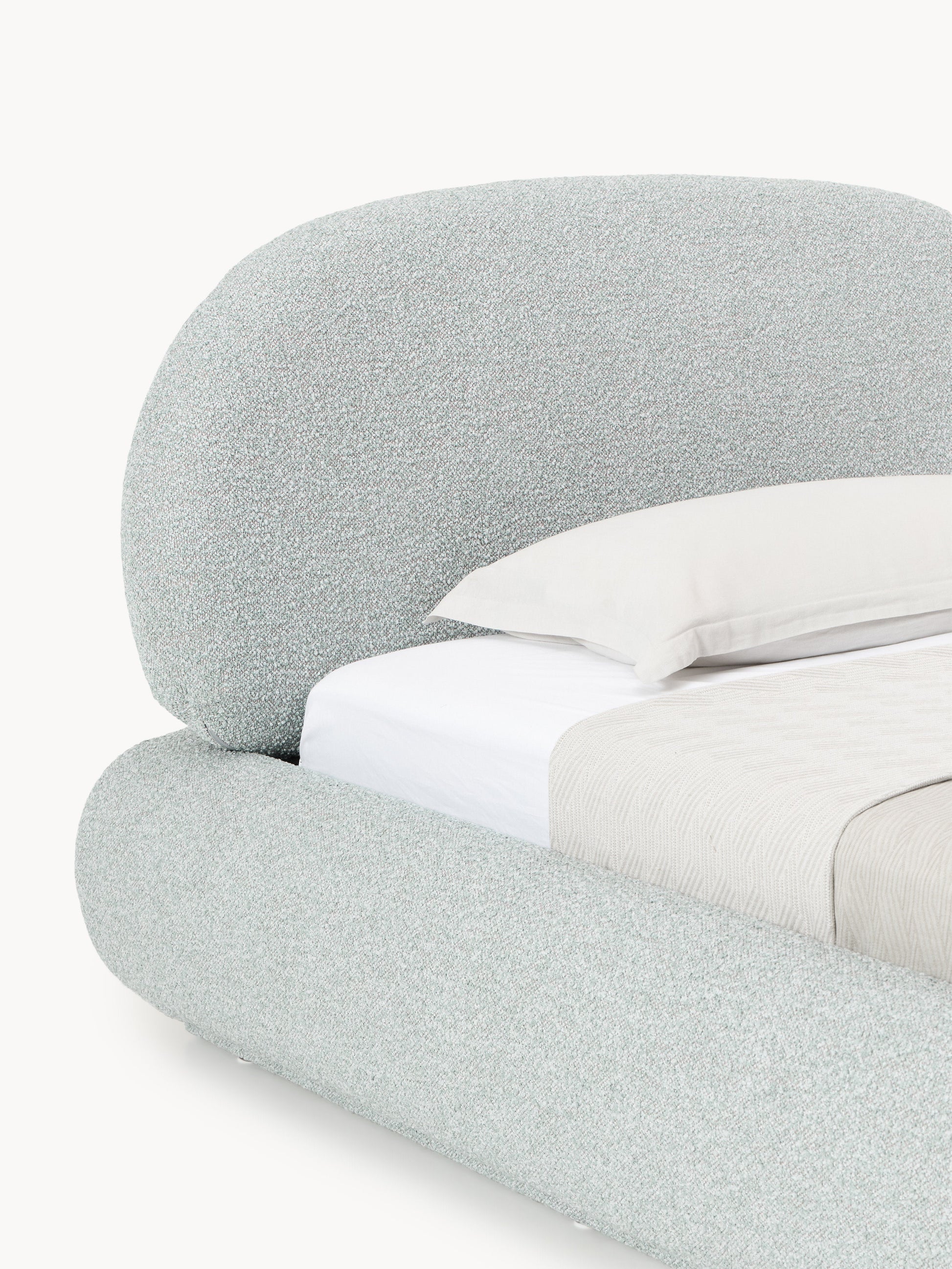 Bouclé-Polster-Einzelbett Alba
