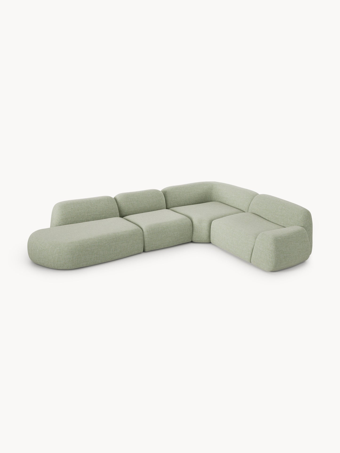Modulares Bouclé-XL-Ecksofa Wolke mit Chaiselongue