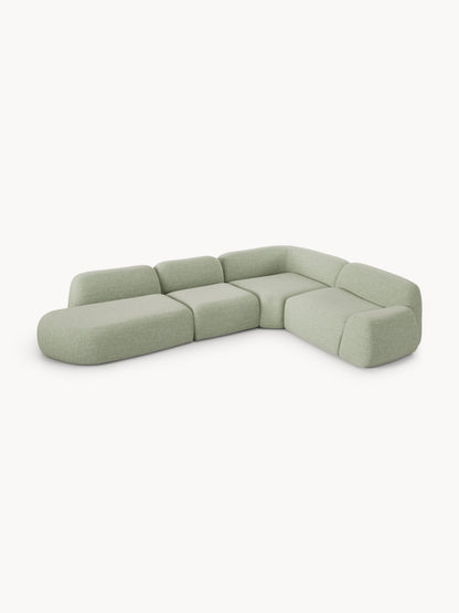 Modulares Bouclé-XL-Ecksofa Wolke mit Chaiselongue