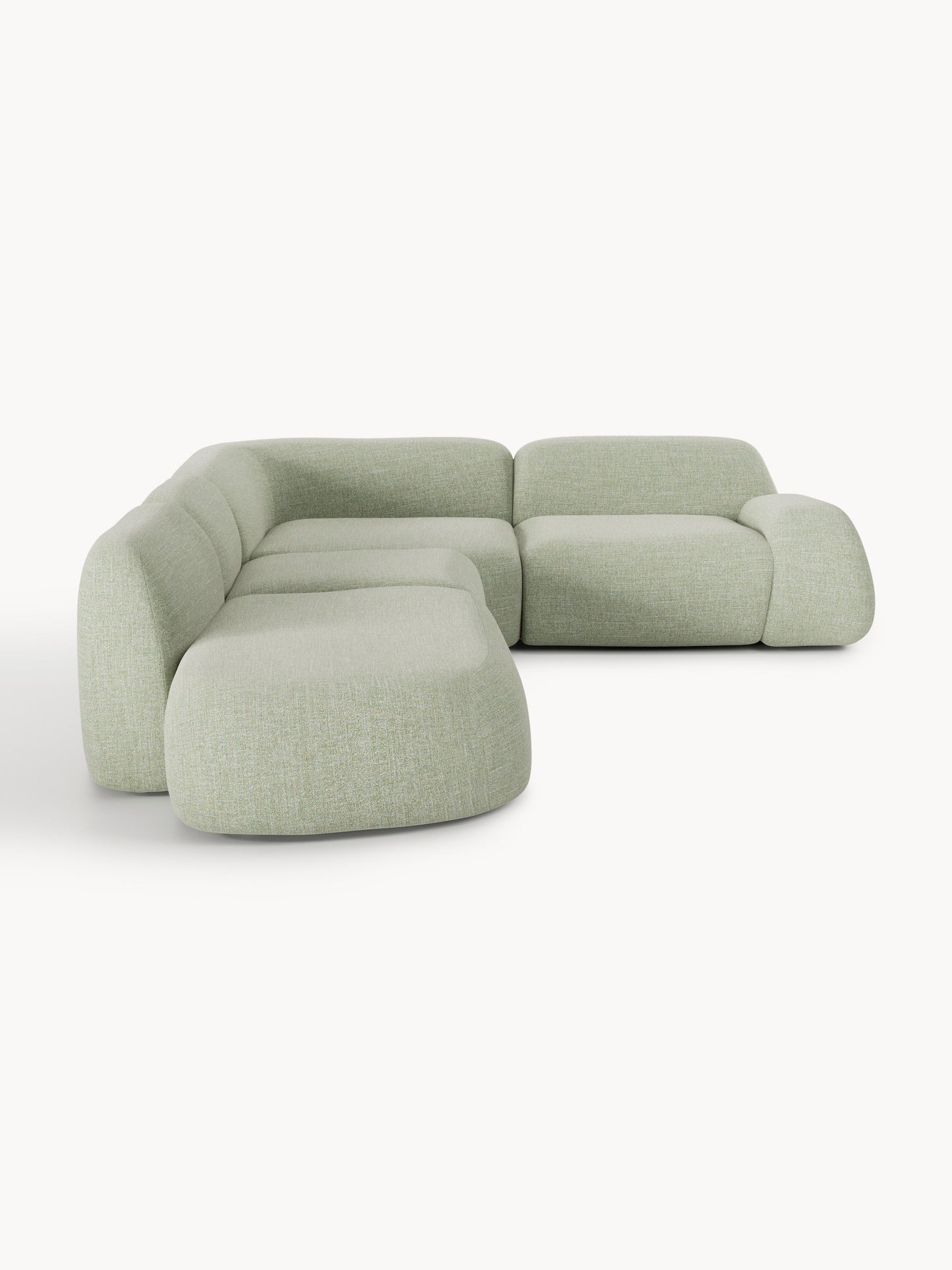Modulares Bouclé-XL-Ecksofa Wolke mit Chaiselongue