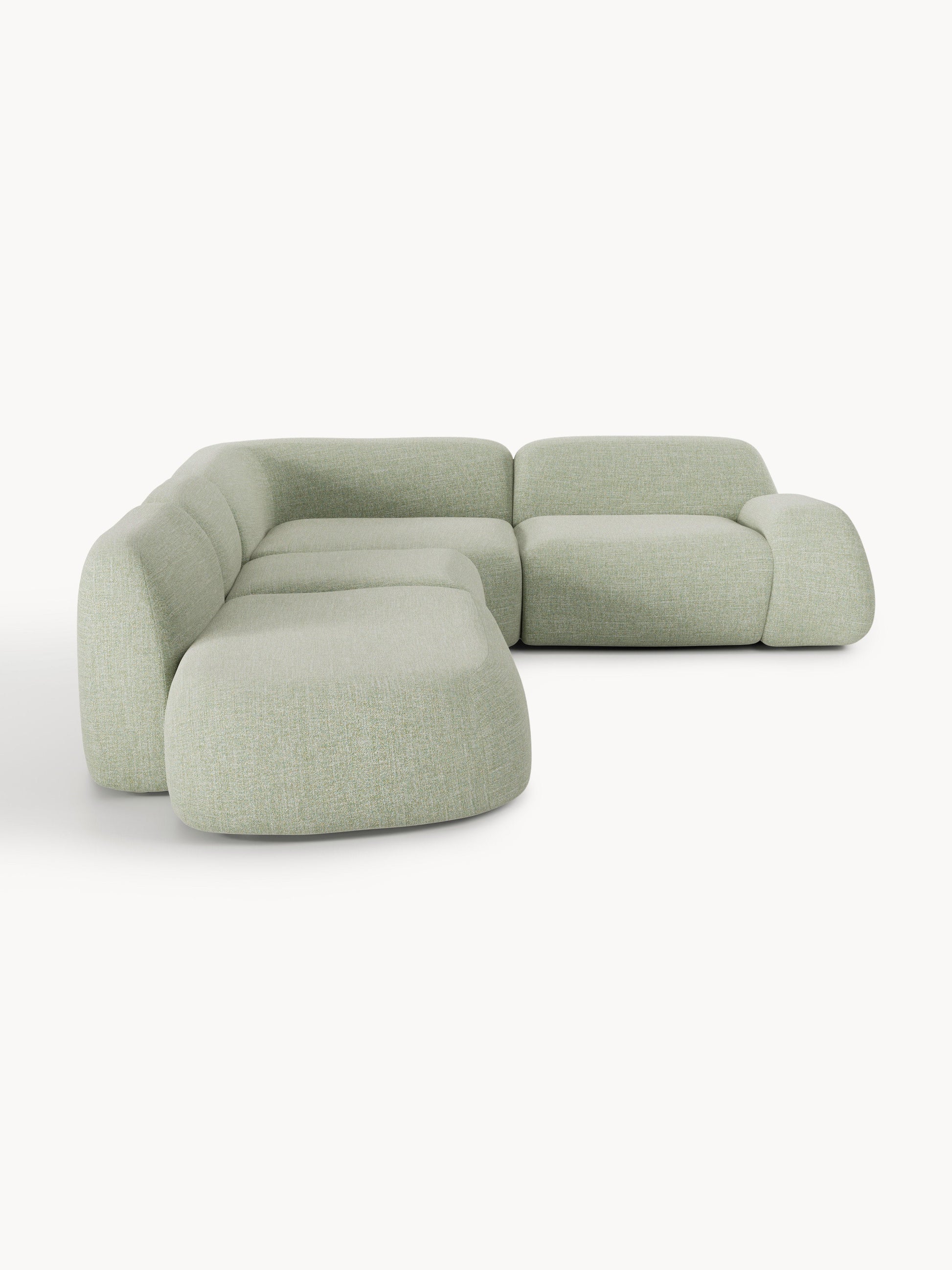 Modulares Bouclé-XL-Ecksofa Wolke mit Chaiselongue