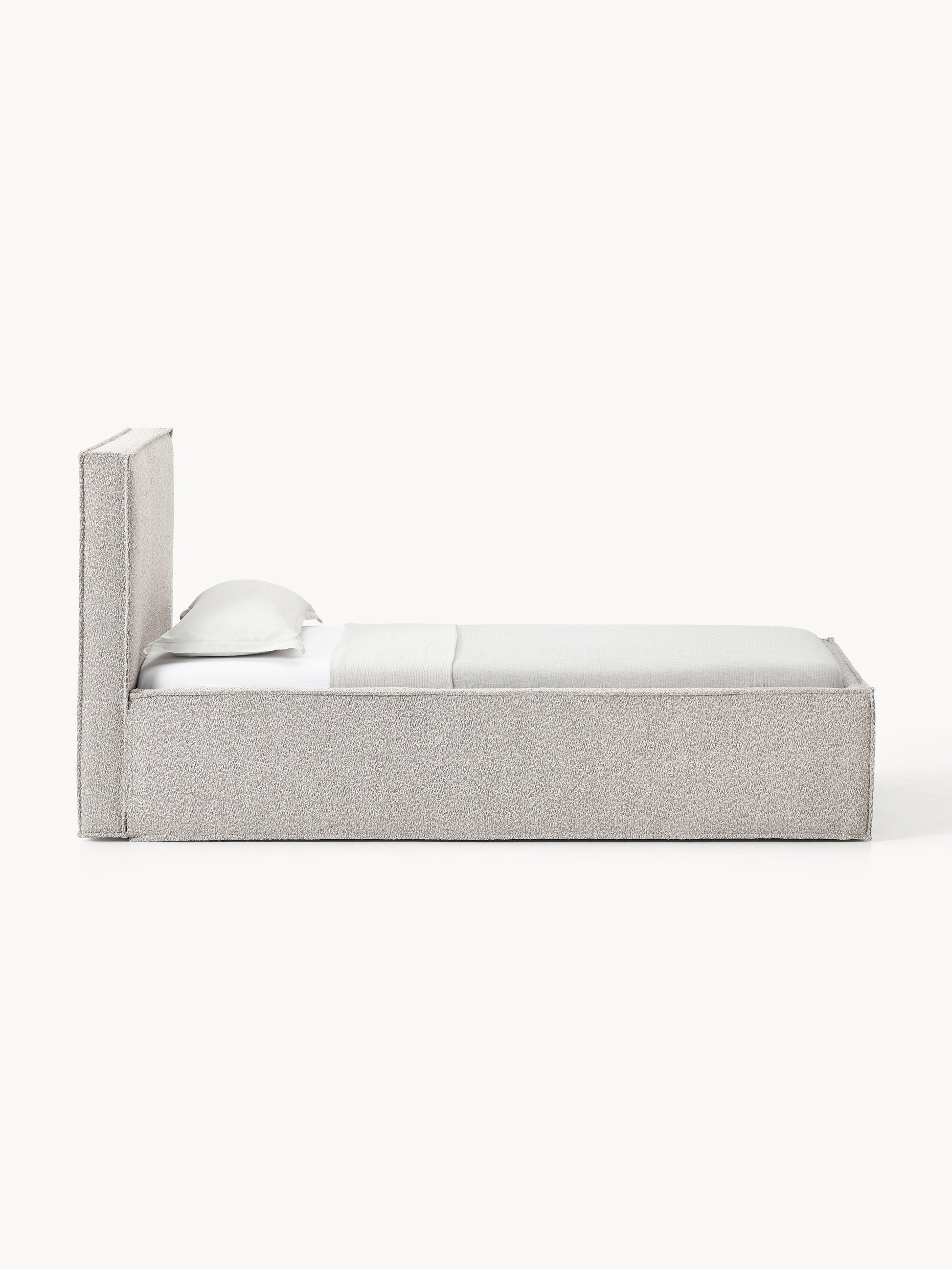 Bouclé-Einzelbett Dream mit Stauraum