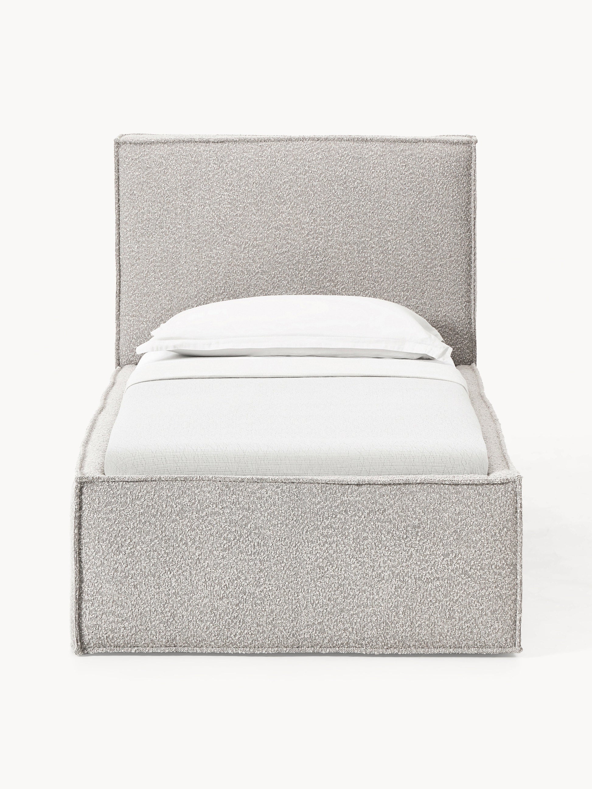 Bouclé-Einzelbett Dream mit Stauraum