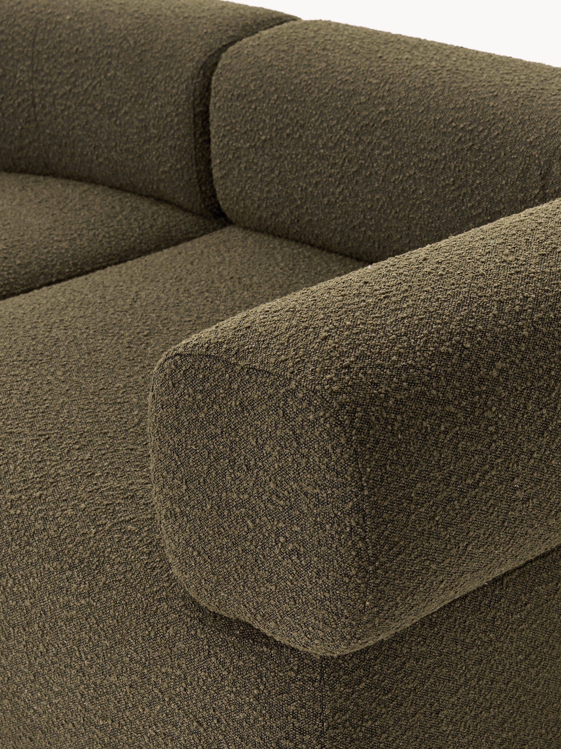 Großes modulares Bouclé-Sofa Anton mit Hocker (links/rechts)