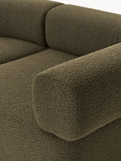 Großes modulares Bouclé-Sofa Anton mit Hocker (links/rechts)