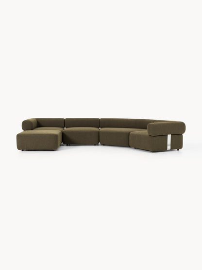 Galeriebild 1 - Großes modulares Bouclé-Sofa Anton mit Hocker (links/rechts)