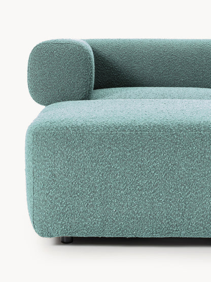 Modulares Bouclé-Sofa Anton (4-Sitzer) mit Hocker (links/rechts)