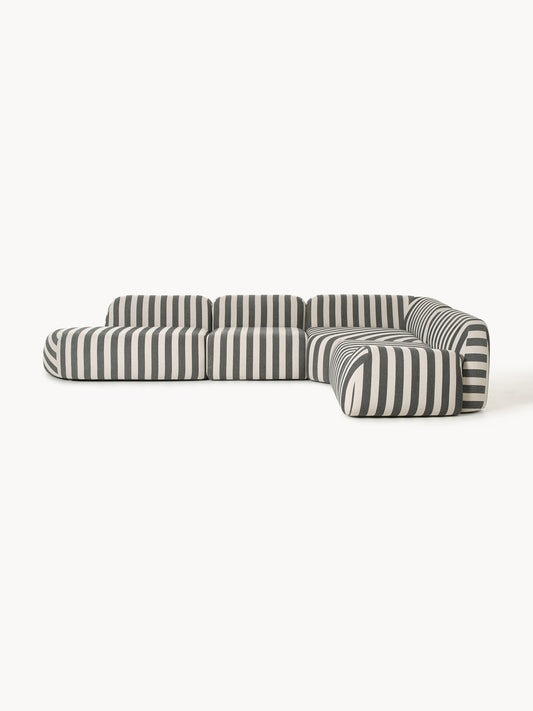 Galeriebild 1 - Gestreiftes Modulares XL-Ecksofa Wolke (4-Sitzer) mit Chaiselongue