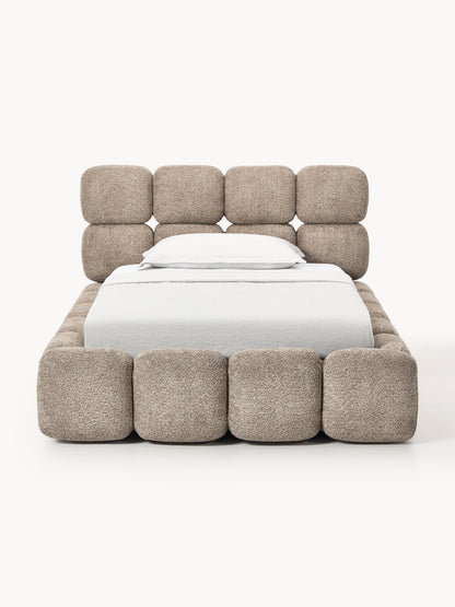 Einzelbett Tayla mit Stauraum aus Teddy-Bouclé