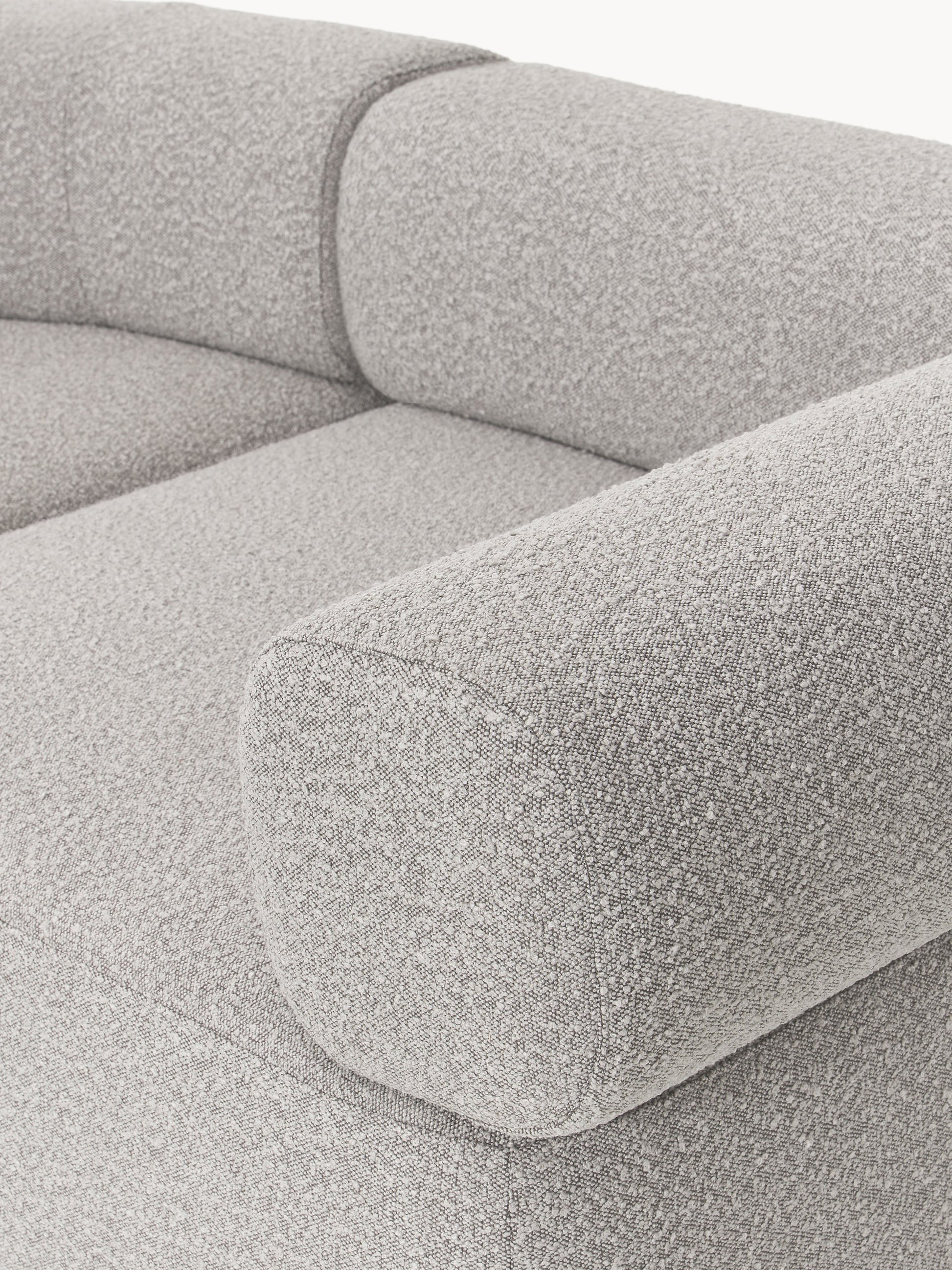 Großes modulares Bouclé-Sofa Anton mit Hocker (links/rechts)