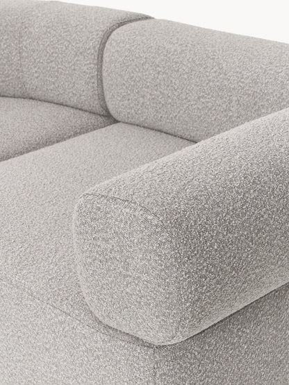 Großes modulares Bouclé-Sofa Anton mit Hocker (links/rechts)