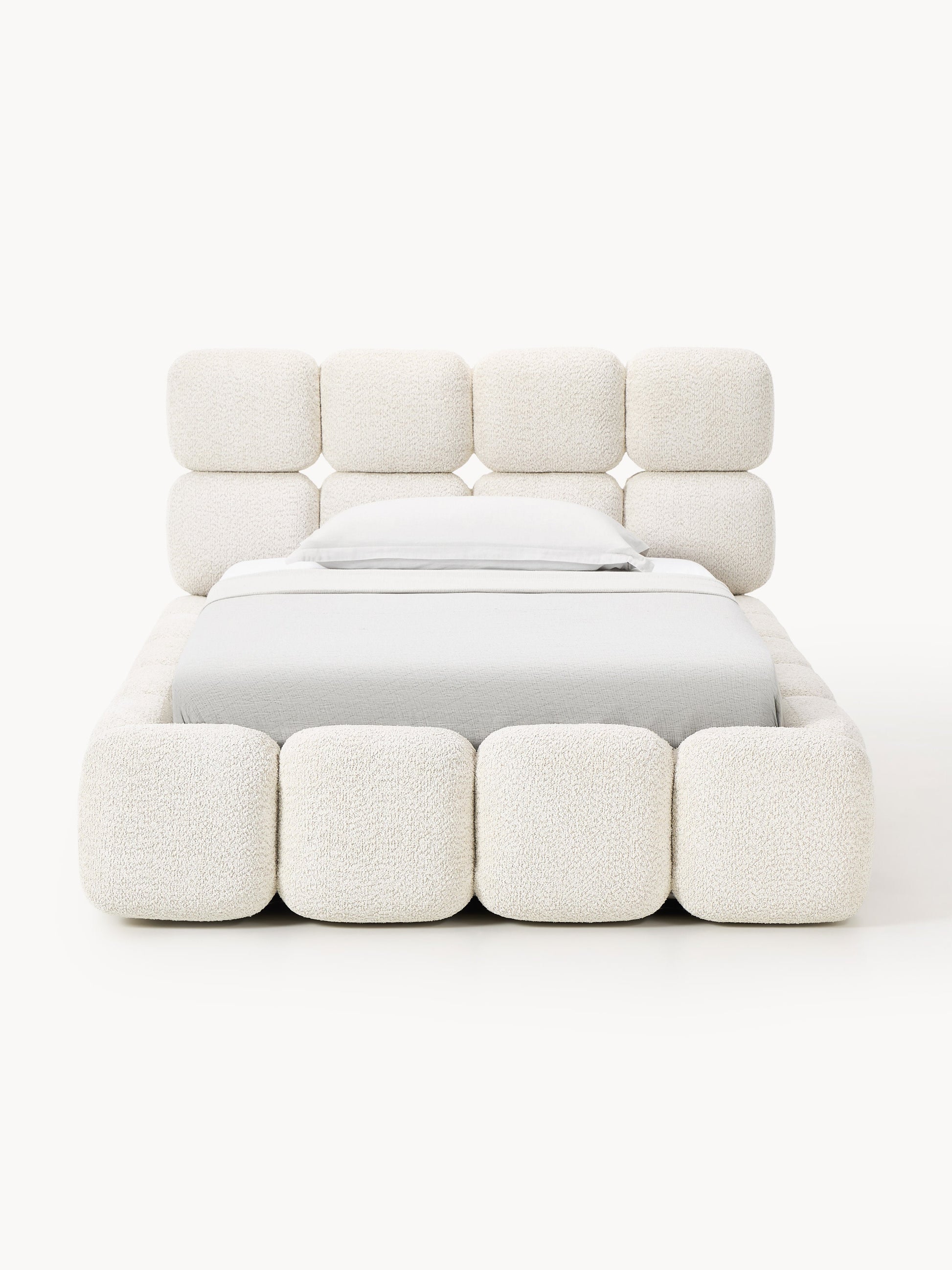 Einzelbett Tayla mit Stauraum aus Teddy-Bouclé