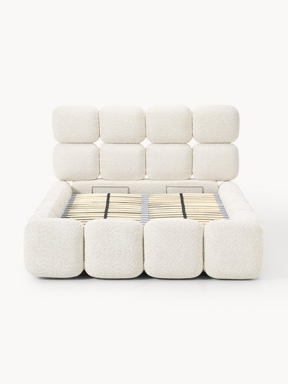 Einzelbett Tayla mit Stauraum aus Teddy-Bouclé