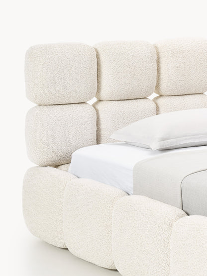 Einzelbett Tayla mit Stauraum aus Teddy-Bouclé