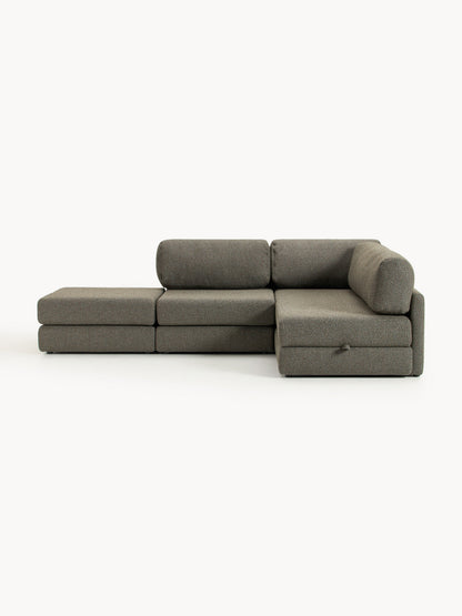 Galeriebild 1 - Bouclé-Eck-Schlafsofa Ladina mit Stauraum